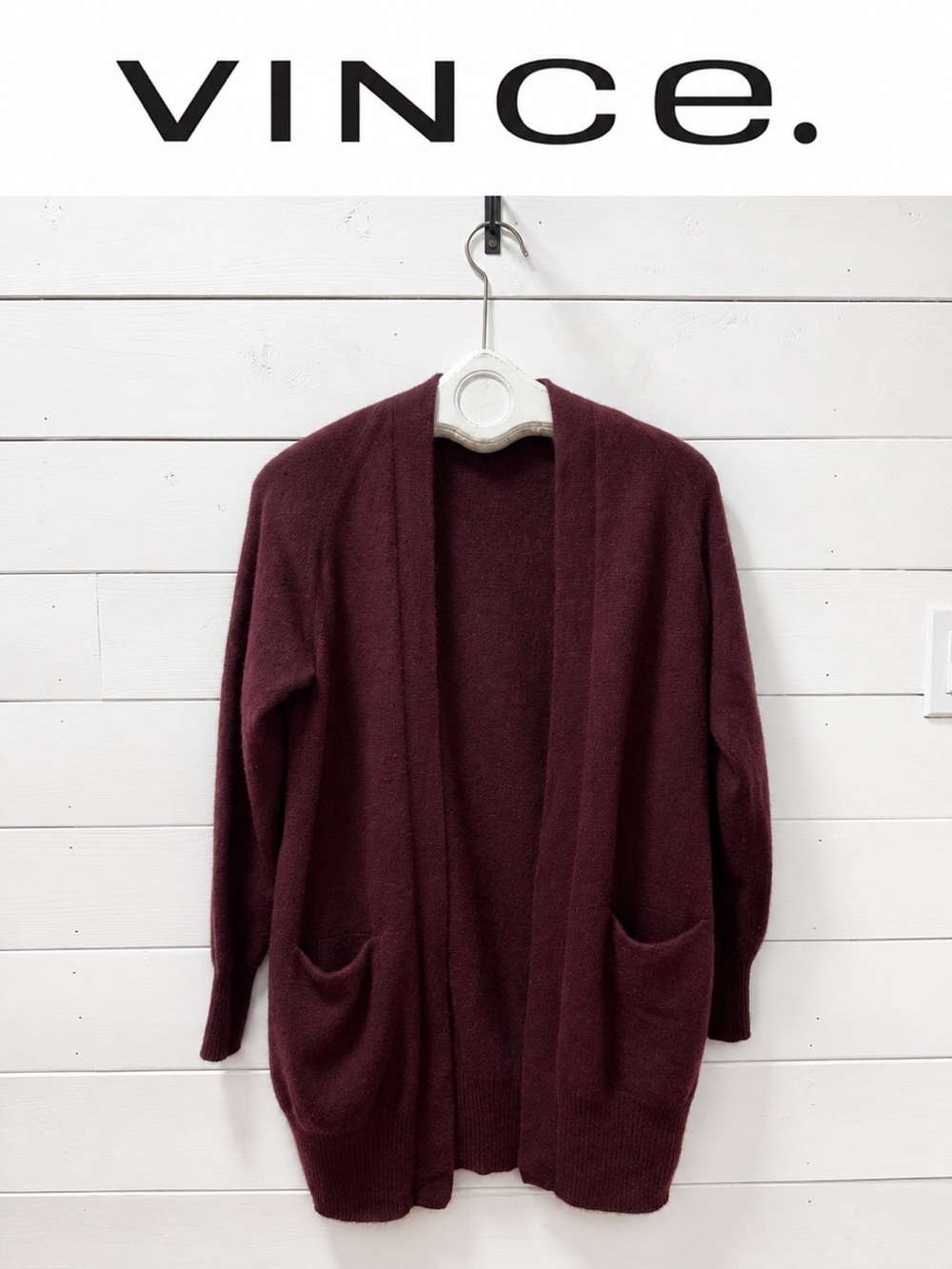 Vince 100% Cashmere Cardigan – Burgundy – Size XS